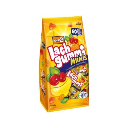 nimm2 Lachgummi Minis Beutel (Großpackung) – 1 x 765g (60 Mini Packs) – Fruchtgummi mit Fruchtsaft und Vitaminen